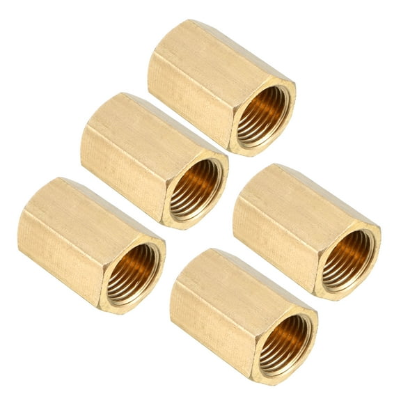 Brass Pipe Fitting, Coupling, 1/8 PT Female Thread Hex Adapter 5pcs