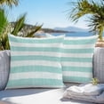 thumbnail image 5 of Teal Linen Stripes Outdoor Pillow Covers Set of 2 Vintage Country Waterproof Throw Pillow Case Decorative Square Cushion Cover for Patio Couch Garden Balcony, 20"x20", 5 of 9