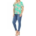 thumbnail image 4 of Women's Plus Size Casual Floral Flowy Short Sleeve Round Neck Key Hole Tee Blouse Top, 4 of 6