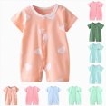 thumbnail image 4 of kpoplk Baby Short Sleeve Romper Unisex Newborn Cotton Jumpsuit Summer Lightweight Breathable Onesie for Infant Boy Girl Size 18-24 Months,Green, 4 of 4