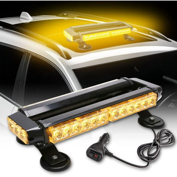Barra de luz estroboscópica LED intermitente - Barra de luz estroboscópica de seguridad de alta intensidad de 30 LED Barra de luz de advertencia de peligro de emergencia para (ámbar)