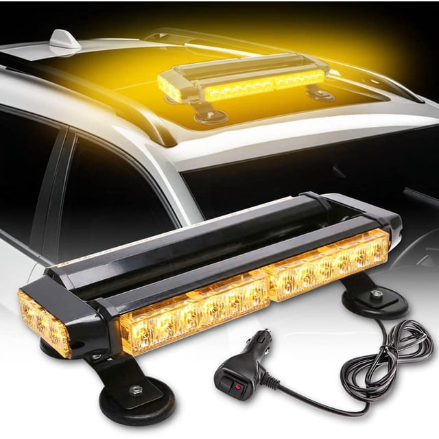 Emergency Light Bar for Heavy Duty Magnetic Bases, Magnetic Strobe Beacon Lights with Selectable Flash Patterns, Rooftop Safety Flashing for Tow Trucks Snow Plows Construction Vehicles
