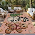 thumbnail image 2 of Pink Christmas Outdoor Rug for Patio/Deck/Porch, Non-Slip Large Area Rug 4 x 6 Ft, Xmas Tree Gingerbread Snowman Winter Indoor Outdoor Rugs Washable Area Rugs, Reversible Camping Rug Carpet Runner, 2 of 8