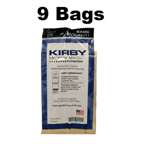 9 Genuine Compatible with Kirby Micron Magic Vacuum Bags for Models G4 and G5 #197394