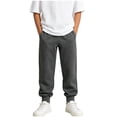 thumbnail image 5 of THDHVS Pants for Boys,Solid Knit Sweatpants Cuffed Hem School Casual Sports Wear for Kids Spring Fall,Boys Sweatpants,Dark Gray 14-15 Years, 5 of 9