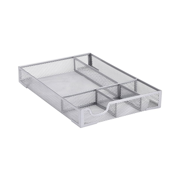Injueey Bandeja de metal resistente y duradera con múltiples compartimentos para almacenamiento y almacenamiento estable A5 plateado Type3 NO3