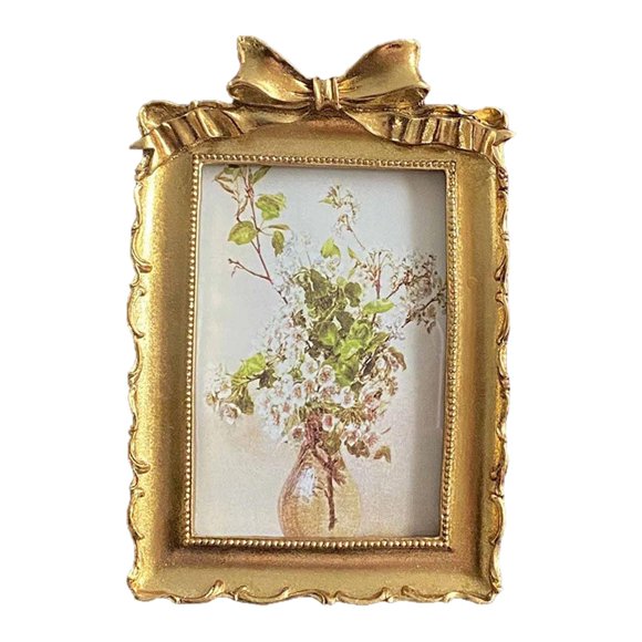 Lipstore French Style Photo Frame Ornate Picture Frame Hanging Art Home Lightweight Wedding Bedroom Decoration Tabletop Display Holder Gold