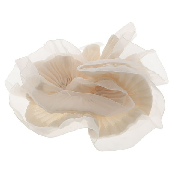 LOLIPPYY Jumbo Beige Organza Scrunchie Hair Tie with Ruffled Edges, Stylish Accessory for Parties and Events