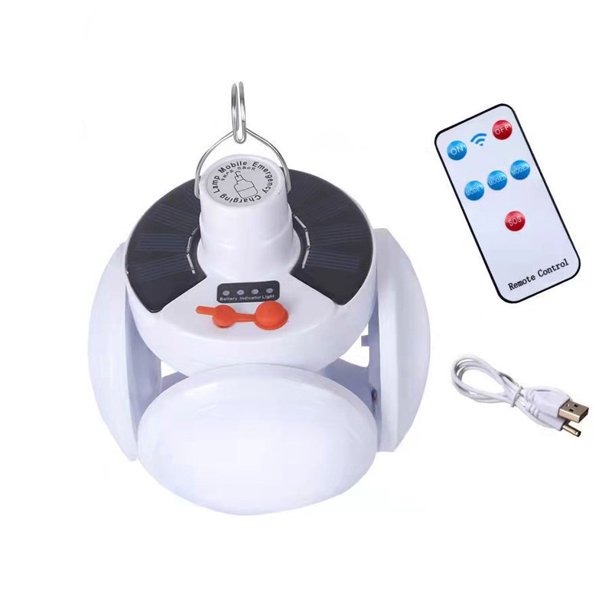 2 en 1 Lámpara Solar Plegable Con Control Remoto Fútbol Portátil Luces Campamento F
