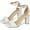 White Leather, variant on Womens Joy Ankle Strap Heeled Dress Sandal Silver Metallic Fabric 11 M