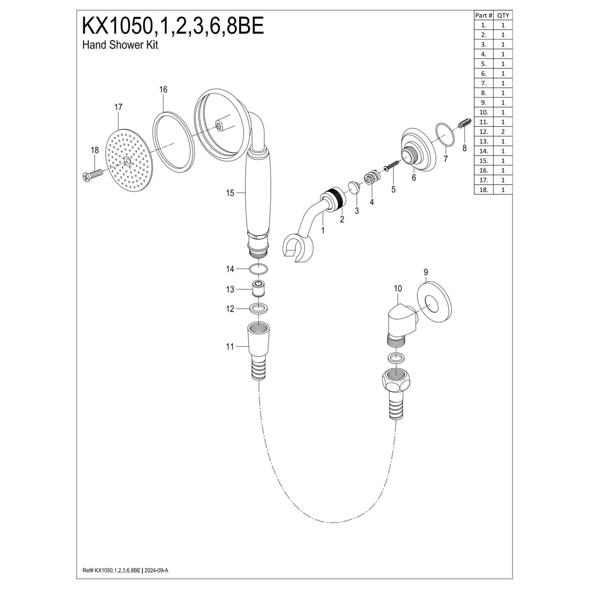 Kingston Brass KX1053BE Victorian Hand Shower Kit, Antique Brass