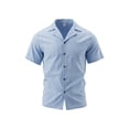 thumbnail image 5 of Qiyinn Mens Button Down Shirt Short Sleeve Textured Cuban Shirts Lightweight Breathable Summer Beach Casual Shirt, 5 of 9