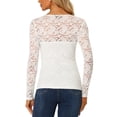 thumbnail image 3 of INSPIRE CHIC Women's Choker Neck Long Sleeves Gothic Floral Lace Top, 3 of 6