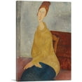 thumbnail image 1 of ARTCANVAS Jeanne Hebuterne with Yellow Sweater 1919 Canvas Art Print by Amedeo Modigliani - Size: 40" x 26" (0.75" Deep), 1 of 9