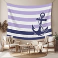 thumbnail image 2 of Anchor Purple Large Tapestry for Bedroom Wall Hanging Tapestry,Modern Navy Blue White Striped Nautical Ceiling Backdrop Tapestries Poster Blanket Wall Decor for Teens Room Living Room Dorm 86" x 104", 2 of 8