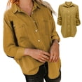 thumbnail image 4 of DkinJom Women's Denim Shirt Loose Double Pocket Long Sleeved Versatile Casual Coat Shirt Slim Fit Office, 4 of 7