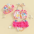 thumbnail image 4 of MEZZALL Girls Toddler Girl Swimsuits Baby Girl Floral Bathing Suit Bikini Sets Swimwear 3 Piece Summer Beach Outfit Tops Shorts Hat Beach Vacation Beachwear, 4 of 8