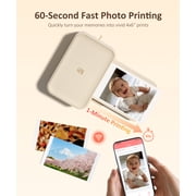 HPRT CP4100 4x6 Photo Printer(108 Sheets & 2 Ribbons) Full-Color Thermal Dye Sublimation Wi-Fi Printing, Instant Picture Printer for Phone, AR Video, Fun App, Home Use, Beige