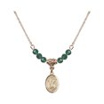 thumbnail image 1 of 18-Inch Hamilton Gold Plated Necklace with 4mm Green May Birth Month Stone Beads and Saint Helen Charm, 1 of 1