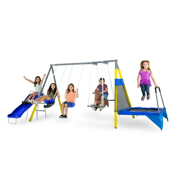 Sportspower Bridgeport Metal Swing Set with Heavy Duty 5ft 1pc Slide