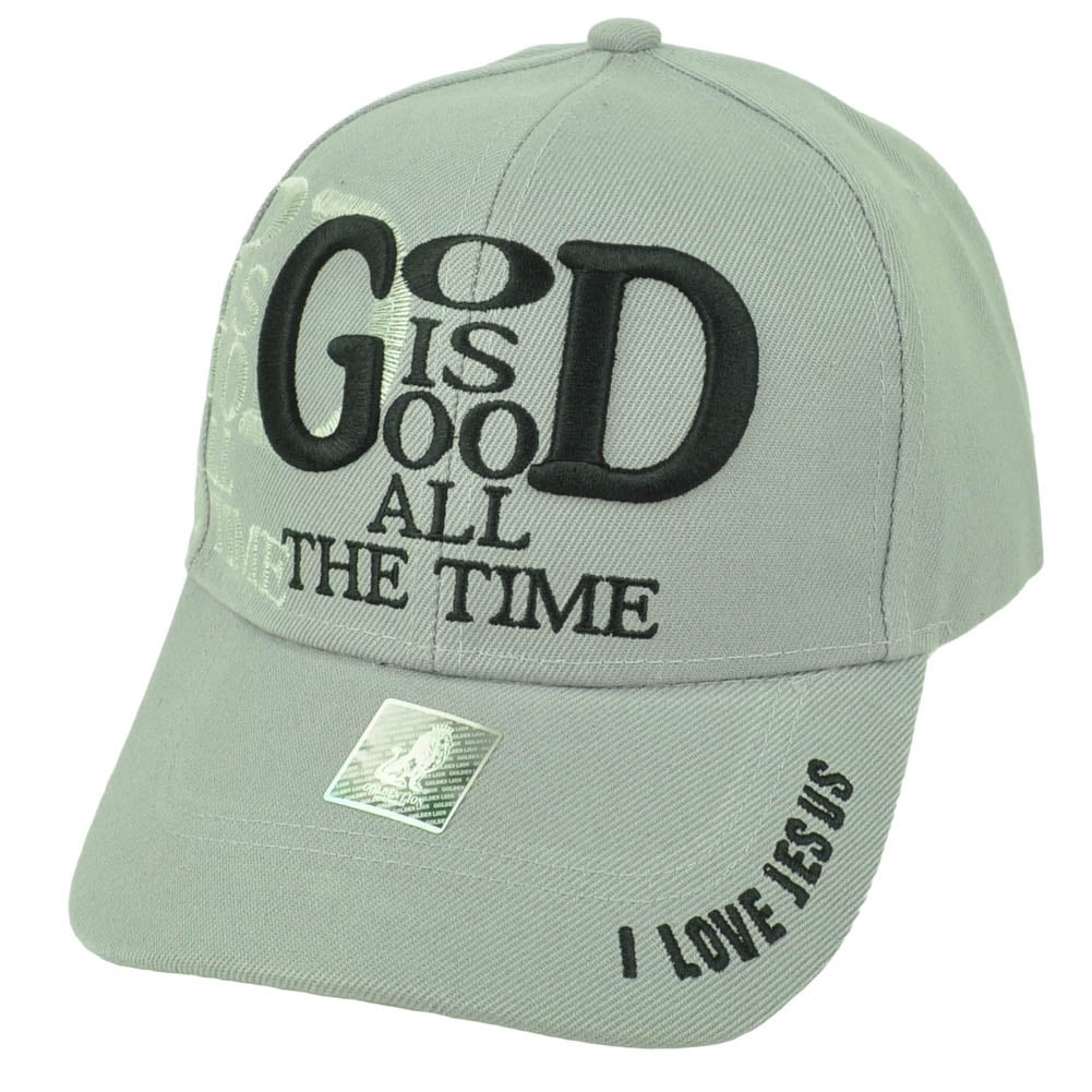 God is Good All The Time I Love Jesus Gray Hat Cap Adjustable Religious