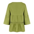 thumbnail image 5 of Womens Cotton Linen Shirts 3/4 Sleeve,lace Trim Loose Fit Shirt Women Fashion Clothing Outfits Gauze Shirts for Women Summer Linen Tops Flowy Tops for Women Womens Gauze Tops,Green,M, 5 of 8