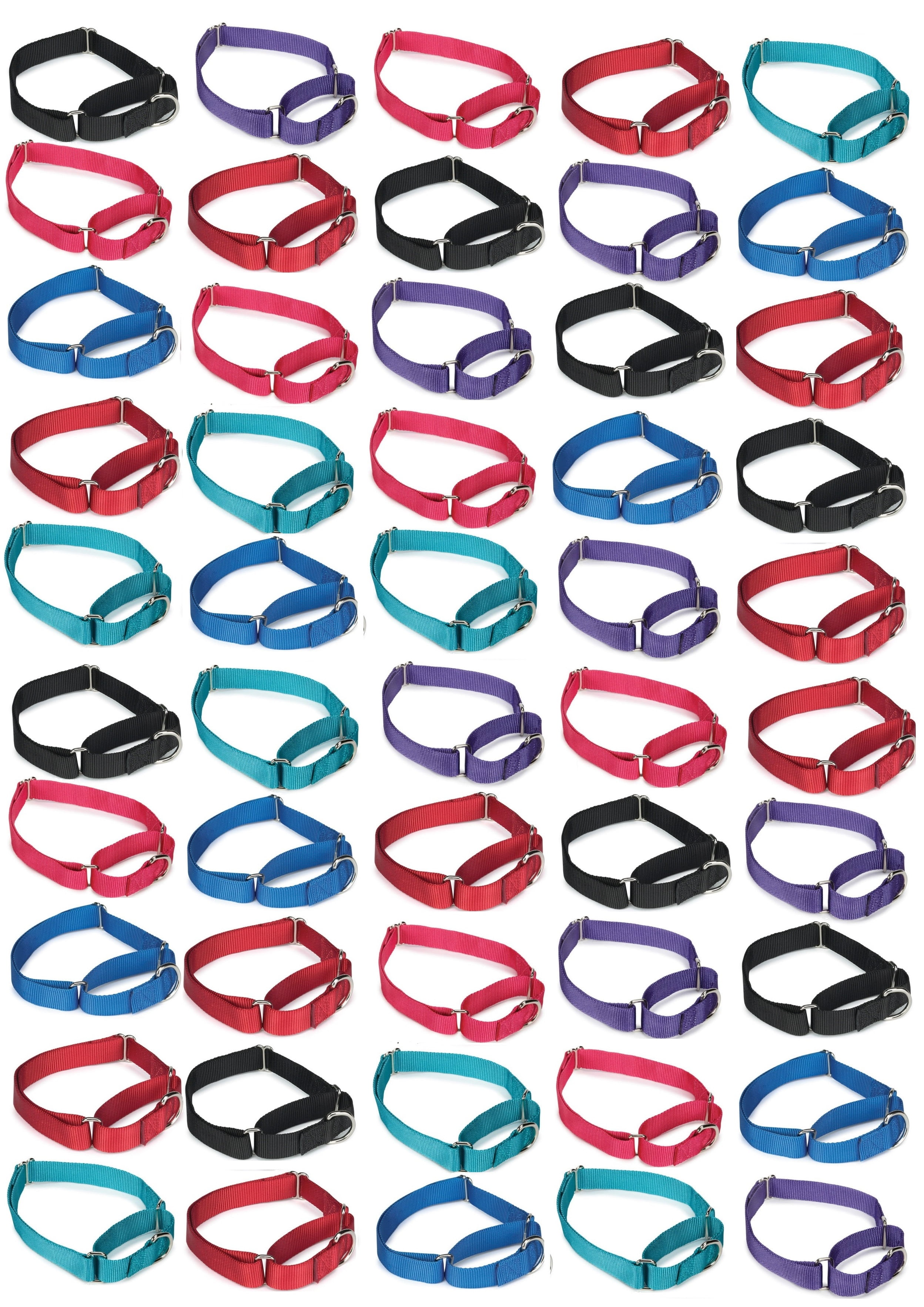 50 Martingale Dog Collar Bulk Packs Shelter Rescue Vet Assorted Colors