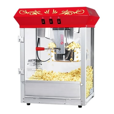 Countertop Popcorn Machine Antique Style Foundation Popper 8oz Kettle, Old Maids Drawer, Warming Tray and Scoop by Great Northern Popcorn (Red)
