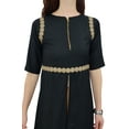 thumbnail image 7 of Phagun Women Black Rayon Kurti Lace Work Chic Kurta Zipper Front Slit Tunic - 4, 7 of 7