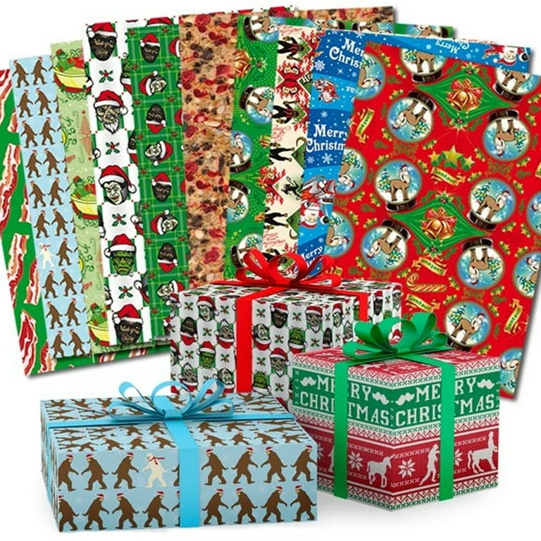 Book Gift Wrapping Paper, Funny Christmas Gift Wrap Sheets