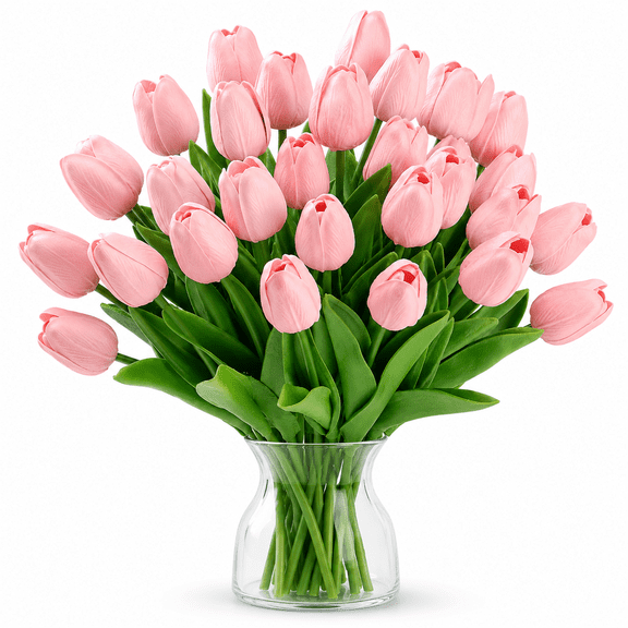 20 Pcs Pink Tulips Artificial Flowers Real Touch, 13.5" Faux Tulips with Light Floral Scent, Fake Tulips Artificial Tulips That Look Real for Vase, Wedding Bouquet, Home Decor, Mother’s Day