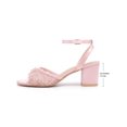 thumbnail image 2 of BLISSFUL STEP Lace Satin Slingback Strap Block Heel Sandals for Women Pink 9, 2 of 8