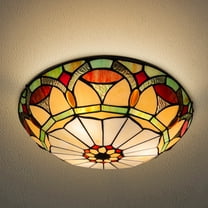 Tiffany Ceiling Lights, Stained Glass Ceiling Light 3-Lights 16 Inch Tiffany Flush Mount Ceiling Light Fixture for Bedroom Dining Living Room Entryway Foyer