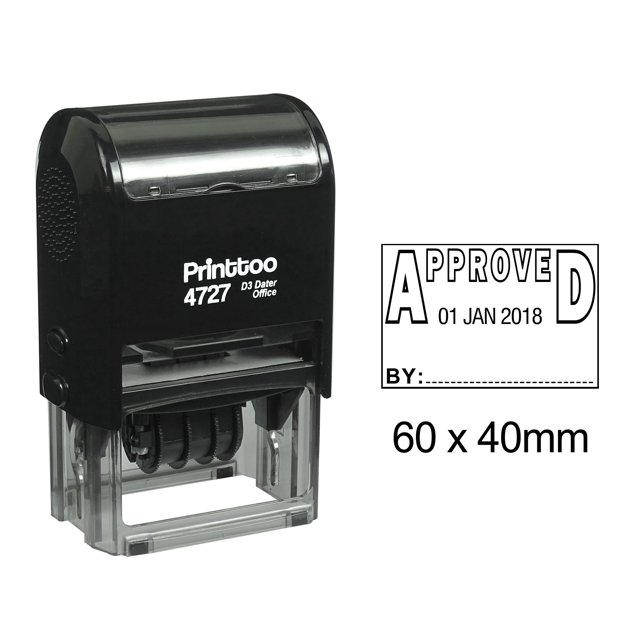 Printtoo Self Inking Dater Stamp With Approved By Text Date Rubber Stamp Office Stationery-Black