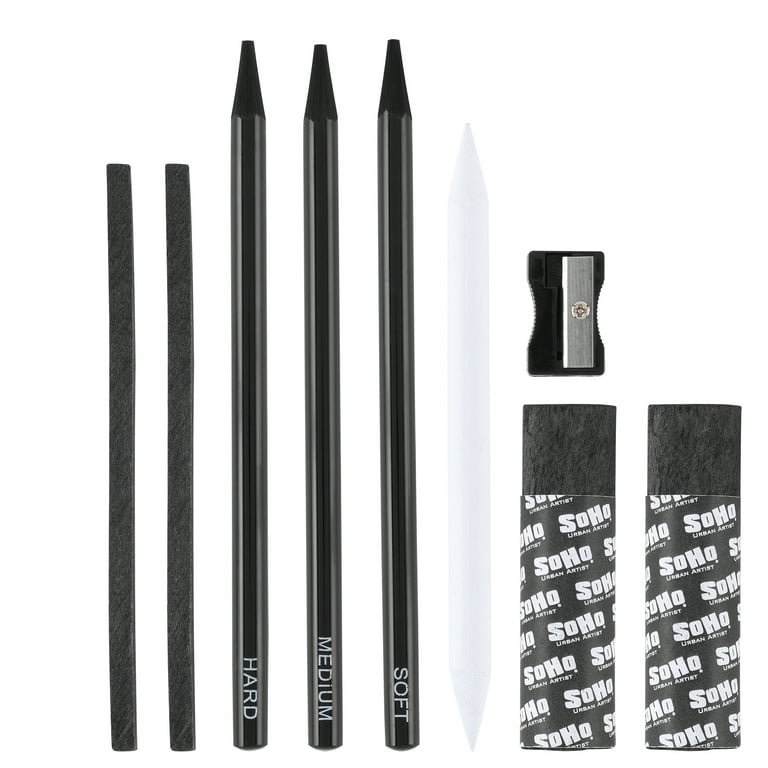 SoHo Urban Artist Charcoal Drawing Set - Drawing Charcoal for Artists,  Students, Blending, Live Figure Drawing, & More! - [Black - Drawing Set] 