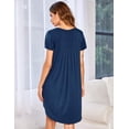 thumbnail image 5 of Ekouaer Womens Nightgown Soft Sleepwear Pleated Sleepshirt Sleep Dress Short Sleeve Nightdress, 5 of 6