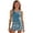 1 Blue, variant on REDARER Girls 3-Piece Tankini Swimsuit Solid Blue Ruched Top with Ditsy Floral Print Shorts Swimwear,7-8 Years