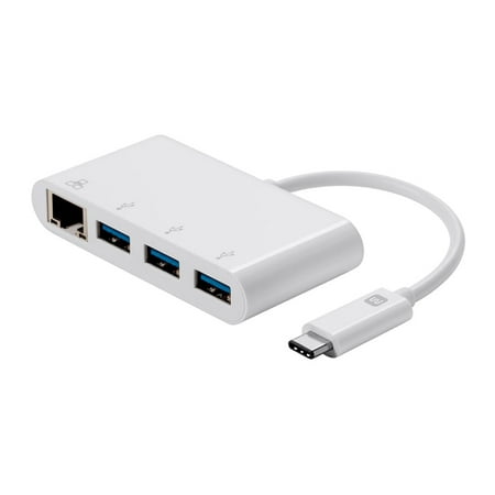 Gigabit Ethernet Usb Hub Monoprice USB-C 3-Port USB Hub - White With Wired Gigabit Ethernet Port, USB 3.0 Speeds - Select Series ()