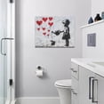 thumbnail image 5 of Banksy Girl Wall Art Heart Pictures Street Graffiti Canvas Wall Decor Kids Aesthetic Painting Pop Home Modern Artwork Decorations Framed for Living Room Bedroom Bathroom Office 16 x 12 inch, 5 of 6