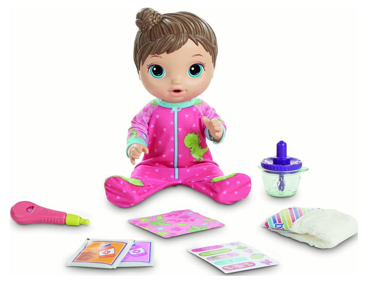 Baby Alive Mix My Medicine Baby Doll with Dinosaur Pajamas and Doctor Accessories