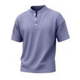 thumbnail image 6 of Dresfit Men's Henley Shirts Waffle Button Down Business T Shirts Short Sleeve Loose Lightweight Golf Tees Relaxed Fit Big and Tall Shirt Light Purple 3XL, 6 of 9