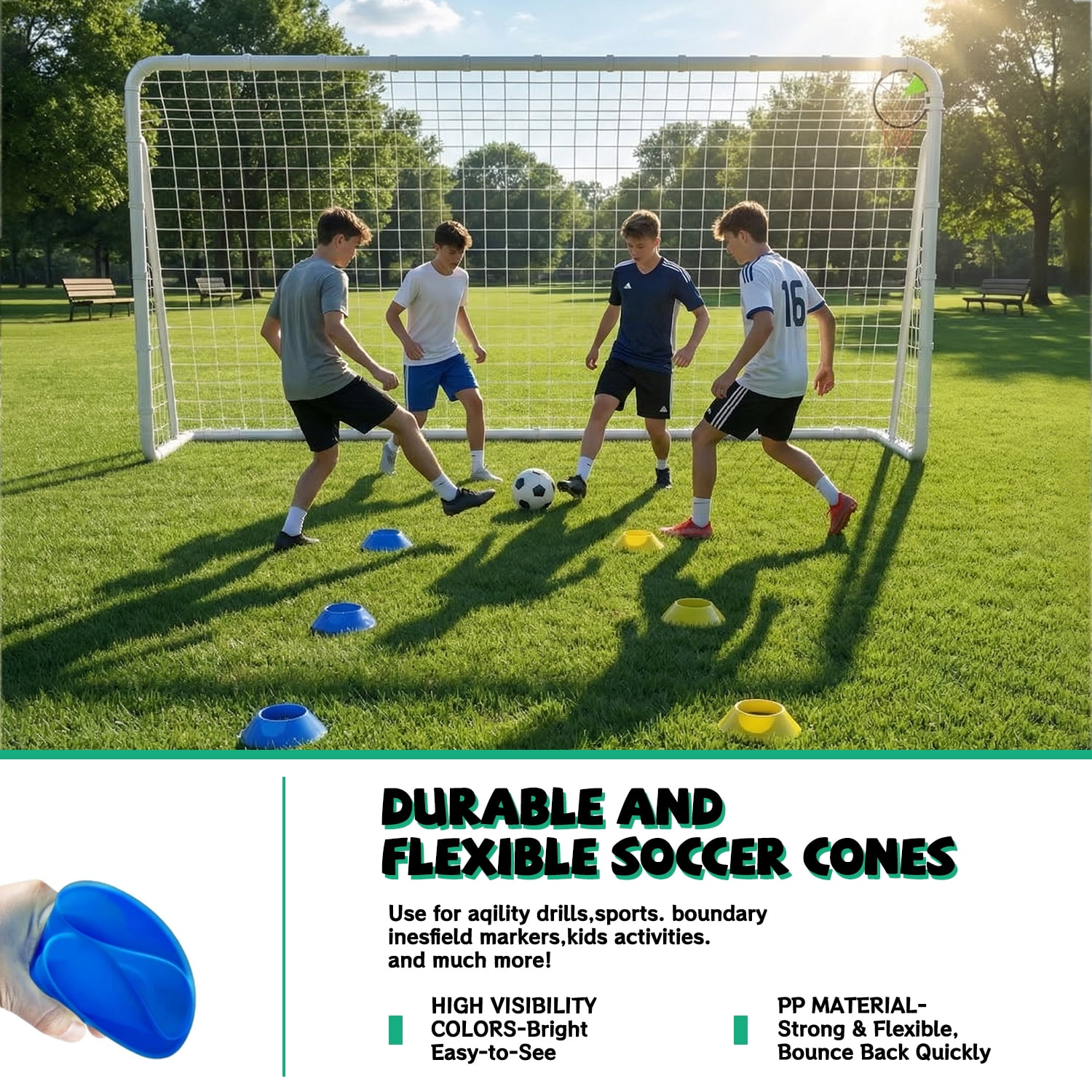 6 x 12 FT Portable Soccer Goal for Backyard, Reinforced Steel Frame with High-Strength UV Resistant Net, Weatherproof Soccer Net for Kids Youth Training & Outdoor Games