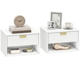 thumbnail image 1 of HOMCOM Floating Nightstands Set of 2 with Fluted Drawer Open Shelf White, 1 of 10