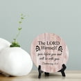 thumbnail image 2 of Round The Lord Himself Goes Before You And Will Be With You. Deuteronomy 31:8 Blush Wood Color Circle Table Sign (5x5"), 2 of 4