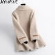 thumbnail image 4 of Abrigos de lana 100% AYUNSUE para mujer, chaqueta elegante de esquileo de ovejas para otoño e invierno de 2024, abrigo de piel informal de un solo pecho, nuevas chaquetas, 4 of 5