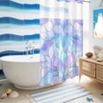 thumbnail image 5 of No Hook Shower Curtain, Stained Glass Shower Curtains for Bathroom with See Through Top Window, Blue Purple Floral Geometric Waterproof & Washable Bath Curtain Narrow 54"x78", 5 of 9