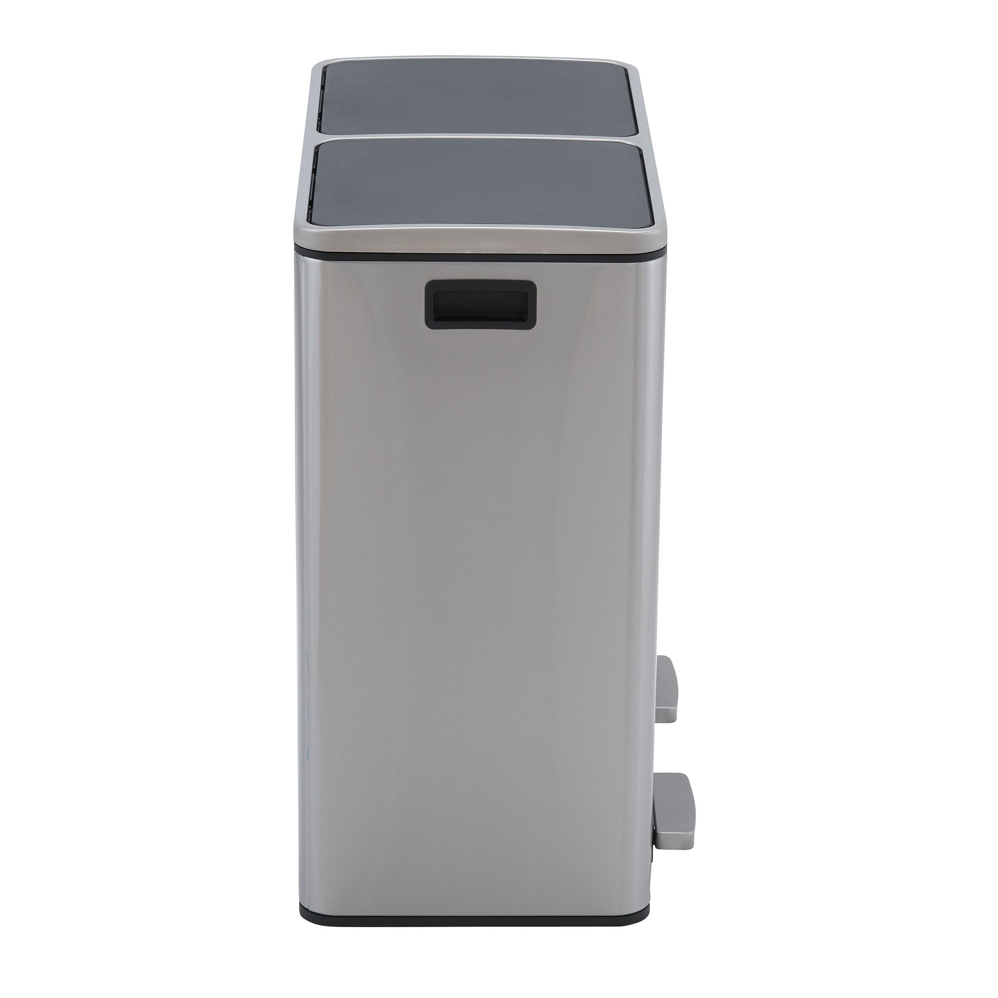S AFSTAR Kitchen Trash Cans Dual Compartment, 2 x 8 Gal Garbage Can W/2  Deodorizer Compartments, Soft Close Lids & Removable Buckets, Brushed