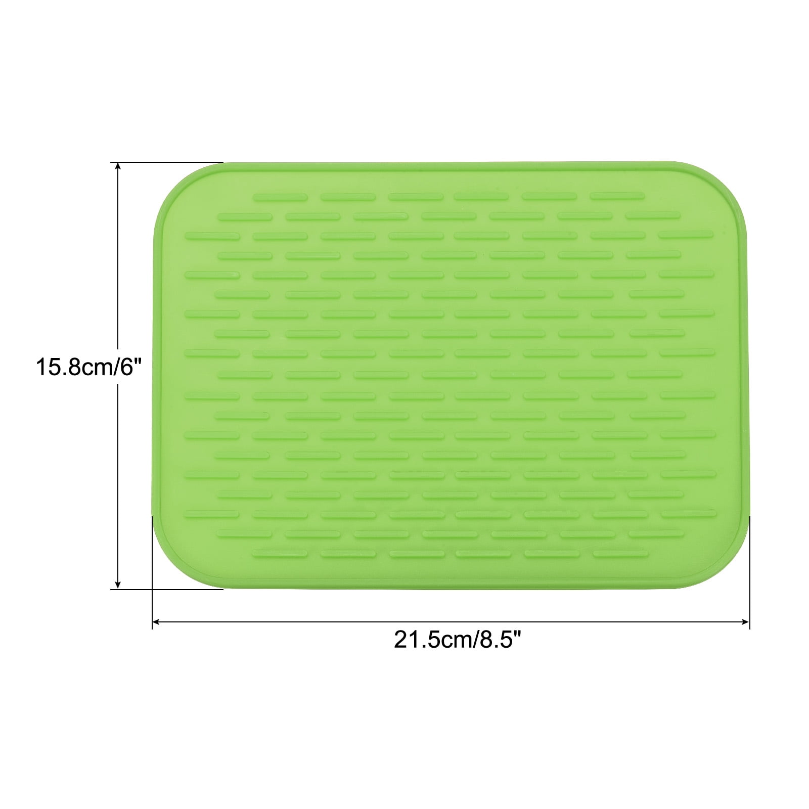 Unique Bargains 2Pcs Silicone Drain Pad Dish Drying Mat Set 8.5" x 6" Blue Green