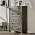 thumbnail image 6 of Papajet Farmhouse 5 Drawers Dresser, Wood Chest for Bedroom, Living Room, Washed Ash, 6 of 7