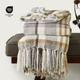 thumbnail image 4 of EVERGRACE Plaid Chenille Throw Blanket for Couch, Super Soft Cozy Decorative Farmhouse Plaid Throw with Tassels, Lightweight Chenille Knit Throw for Bed Sofa Gift Home Decor, Grey & Beige 50"x60", 4 of 8